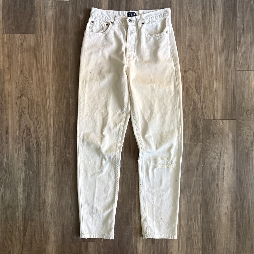 Vintage Gap Jeans Women's Size 8 Long Classic Fit White Patched 1990s Worn 28x30